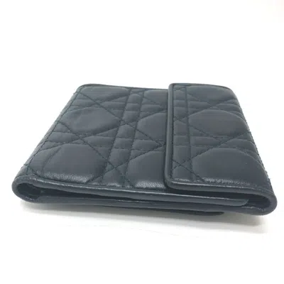 Pre-owned Dior Christian  Cannage/lady  Navy Leather Coin Purse/coin Case ()