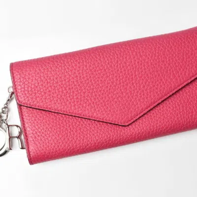Pre-owned Dior Christian  Issimo Light Blue Rose Pink Leather Long Wallet (bi-fold) () In Light Blue, Rose Pink