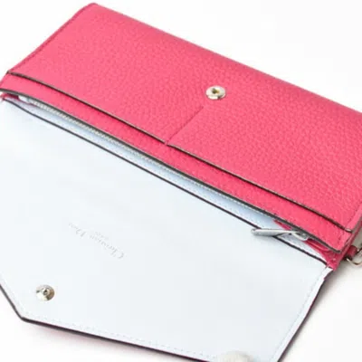 Pre-owned Dior Christian  Issimo Light Blue Rose Pink Leather Long Wallet (bi-fold) () In Light Blue, Rose Pink