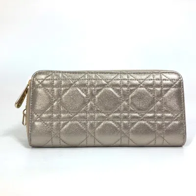 Pre-owned Dior Christian  Gold Leather Long Wallet (bi-fold) ()