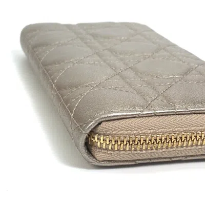 Pre-owned Dior Christian  Gold Leather Long Wallet (bi-fold) ()