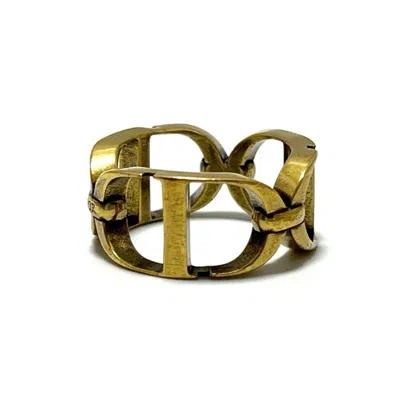 Pre-owned Dior Christian  Gold Metal Band Ring ()