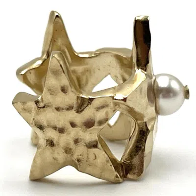 Pre-owned Dior Christian  Gold Metal Band Ring ()
