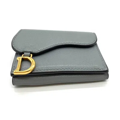 Pre-owned Dior Christian  Gray Leather Wallet (tri-fold) ()