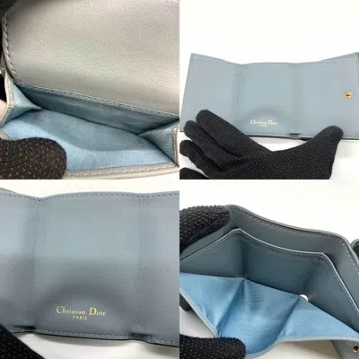 Pre-owned Dior Christian  Gray Leather Wallet (tri-fold) ()