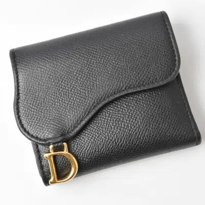 Pre-owned Dior Christian  Navy Leather Wallet (tri-fold) ()