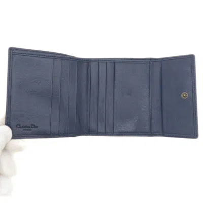 Pre-owned Dior Christian  Navy Leather Wallet (bi-fold) ()