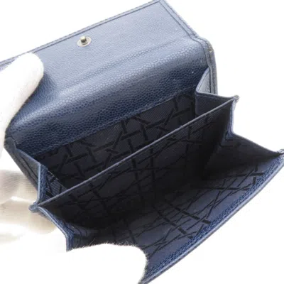 Pre-owned Dior Christian  Navy Leather Wallet (bi-fold) ()