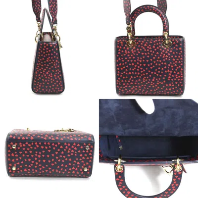 Pre-owned Dior Christian  Navy Red Color Leather Handbag Shoulder Bag () In Navy, Red Color