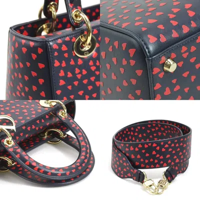 Pre-owned Dior Christian  Navy Red Color Leather Handbag Shoulder Bag () In Navy, Red Color