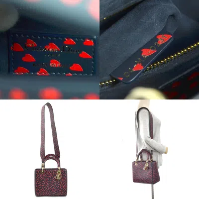 Pre-owned Dior Christian  Navy Red Color Leather Handbag Shoulder Bag () In Navy, Red Color
