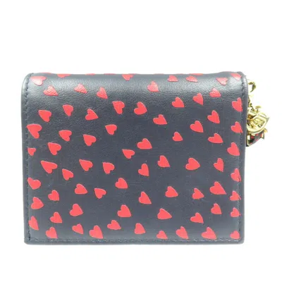 Pre-owned Dior Christian  Navy Red Color Leather Wallet (bi-fold) () In Navy, Red Color