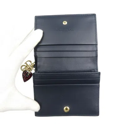 Pre-owned Dior Christian  Navy Red Color Leather Wallet (bi-fold) () In Navy, Red Color