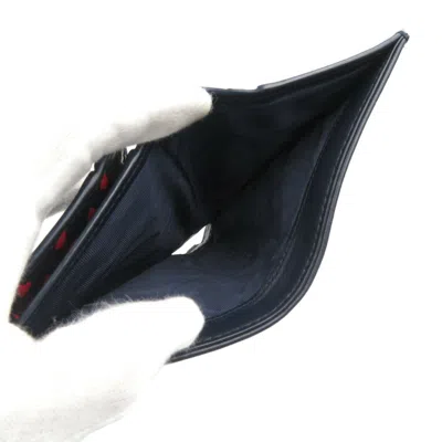 Pre-owned Dior Christian  Navy Red Color Leather Wallet (bi-fold) () In Navy, Red Color