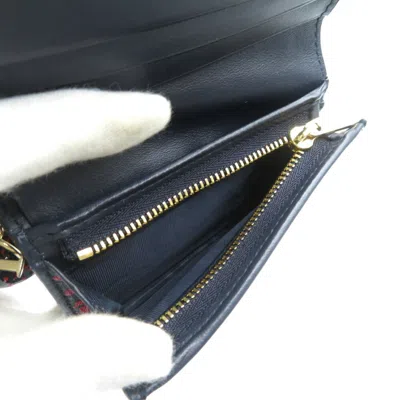 Pre-owned Dior Christian  Navy Red Color Leather Wallet (bi-fold) () In Navy, Red Color