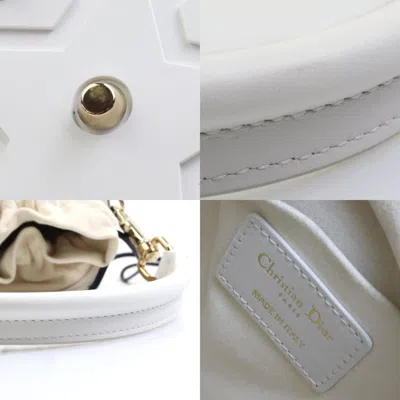 Pre-owned Dior Christian  Navy White Leather Handbag Shoulder Bag () In Navy, White