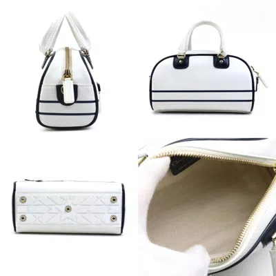 Pre-owned Dior Christian  Navy White Leather Shoulder Bag () In Navy, White