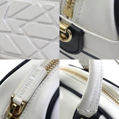 Pre-owned Dior Christian  Navy White Leather Shoulder Bag () In Navy, White