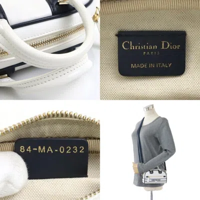 Pre-owned Dior Christian  Navy White Leather Shoulder Bag () In Navy, White