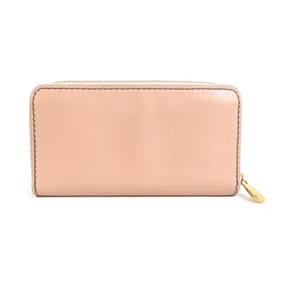 Pre-owned Dior Christian  Pink Beige Leather Long Wallet (bi-fold) ()