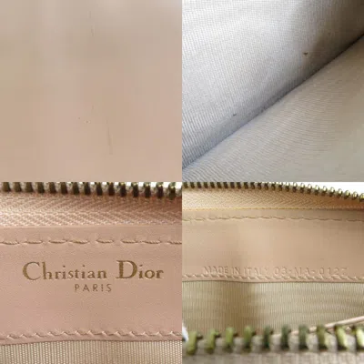 Pre-owned Dior Christian  Pink Beige Leather Long Wallet (bi-fold) ()