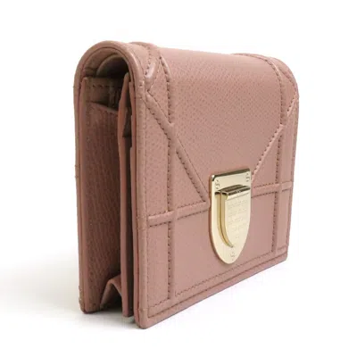 Pre-owned Dior Christian  Pink Beige Leather Wallet (bi-fold) ()