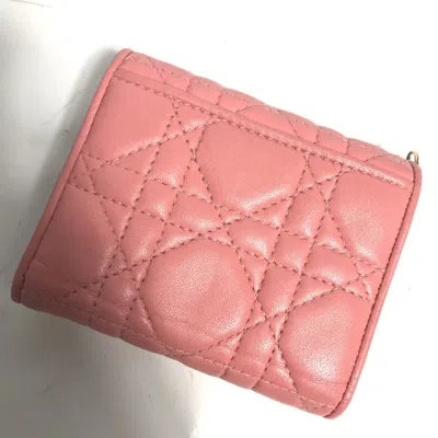 Pre-owned Dior Christian  Pink Leather Wallet (tri-fold) ()
