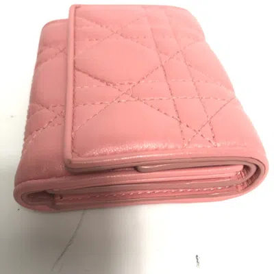 Pre-owned Dior Christian  Pink Leather Wallet (tri-fold) ()