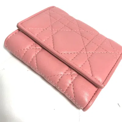 Pre-owned Dior Christian  Pink Leather Wallet (tri-fold) ()