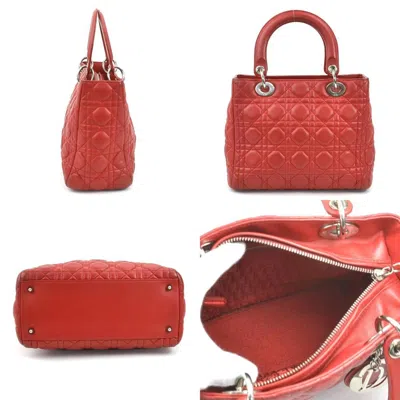 Pre-owned Dior Christian  Red Color Leather Handbag Shoulder Bag ()