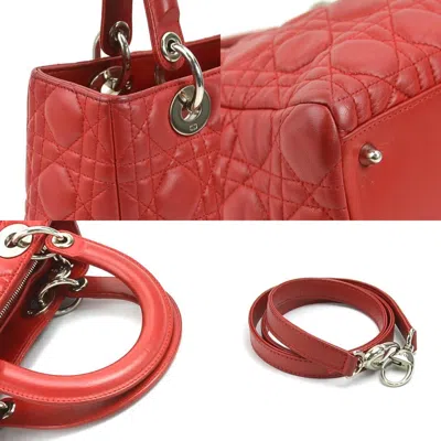 Pre-owned Dior Christian  Red Color Leather Handbag Shoulder Bag ()