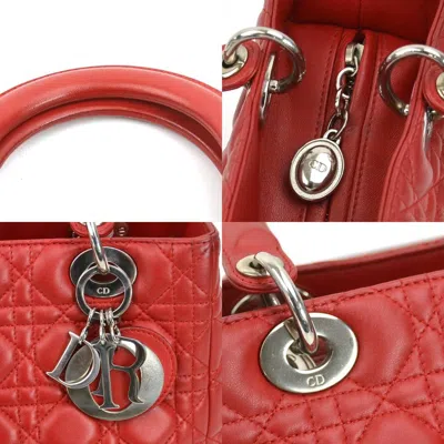 Pre-owned Dior Christian  Red Color Leather Handbag Shoulder Bag ()