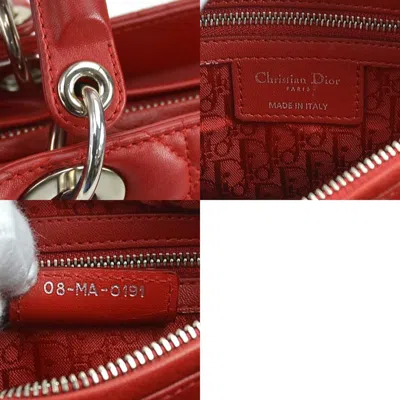 Pre-owned Dior Christian  Red Color Leather Handbag Shoulder Bag ()
