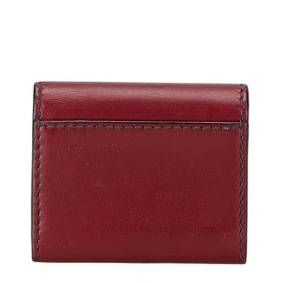 Pre-owned Dior Christian  Red Color Wine Leather Wallet (tri-fold) () In Red Color, Wine