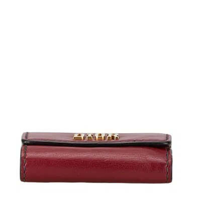 Pre-owned Dior Christian  Red Color Wine Leather Wallet (tri-fold) () In Red Color, Wine