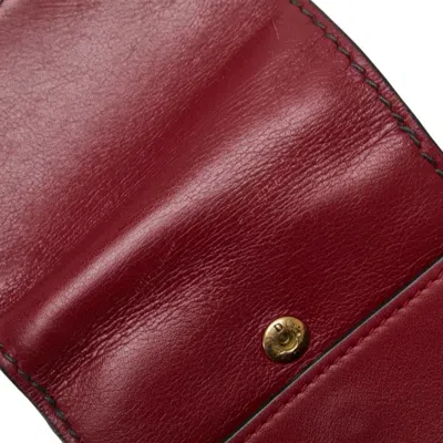 Pre-owned Dior Christian  Red Color Wine Leather Wallet (tri-fold) () In Red Color, Wine