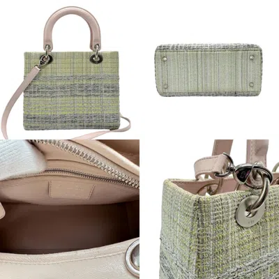 Pre-owned Dior Christian  Silver Tweed Leather Handbag Shoulder Bag ()