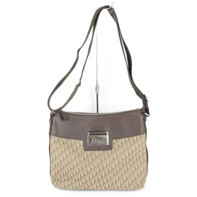 Pre-owned Dior Christian  Trotter Brown Canvas Leather Shoulder Bag ()