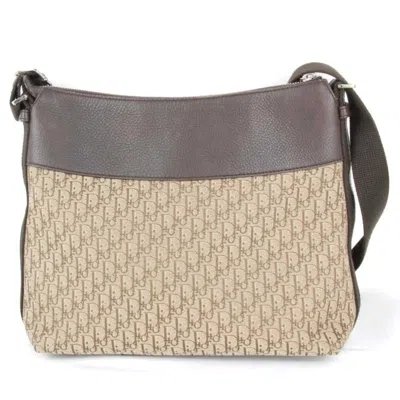 Pre-owned Dior Christian  Trotter Brown Canvas Leather Shoulder Bag ()