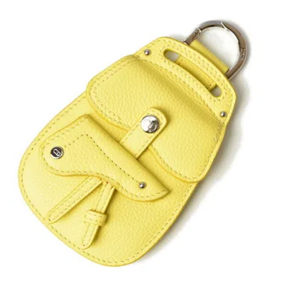 Pre-owned Dior Christian  Yellow Leather Metal Coin Purse/coin Case ()