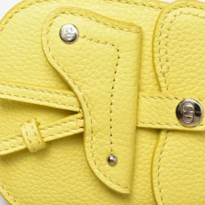 Pre-owned Dior Christian  Yellow Leather Metal Coin Purse/coin Case ()