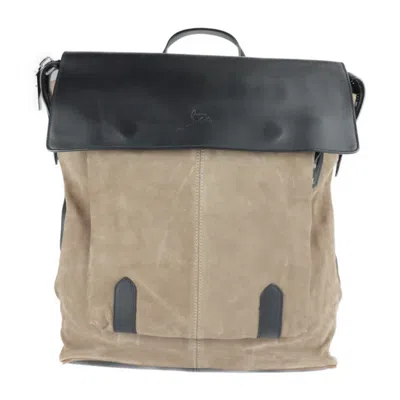 Pre-owned Christian Louboutin Black Brown Leather Suede Backpack () In Black, Brown