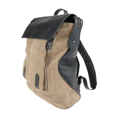 Pre-owned Christian Louboutin Black Brown Leather Suede Backpack () In Black, Brown