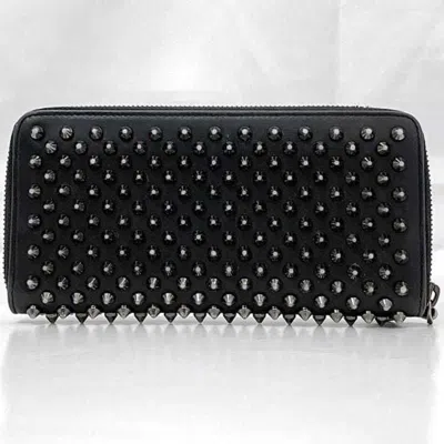 Pre-owned Christian Louboutin Black Leather Long Wallet (bi-fold) ()