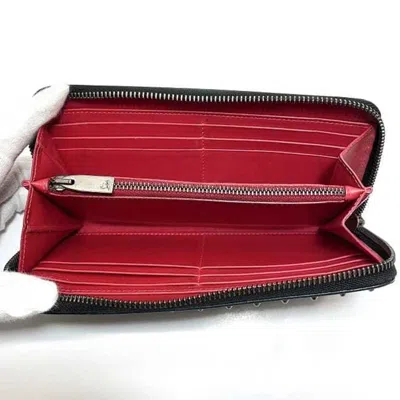 Pre-owned Christian Louboutin Black Leather Long Wallet (bi-fold) ()