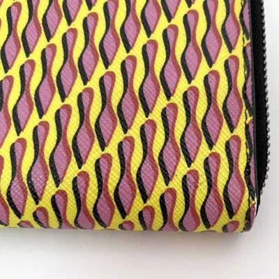 Pre-owned Christian Louboutin Black Pink Yellow Pvc Leather Long Wallet (bi-fold) () In Black, Pink, Yellow