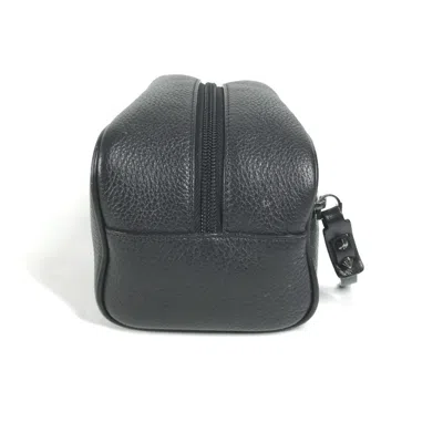 Pre-owned Christian Louboutin Black Red Color Leather Clutch Bag Pouch () In Black, Red Color
