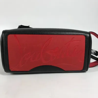 Pre-owned Christian Louboutin Black Red Color Leather Clutch Bag Pouch () In Black, Red Color