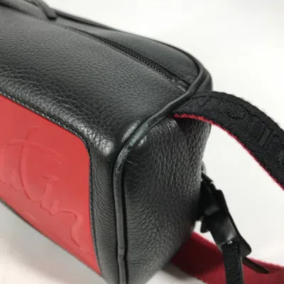 Pre-owned Christian Louboutin Black Red Color Leather Clutch Bag Pouch () In Black, Red Color