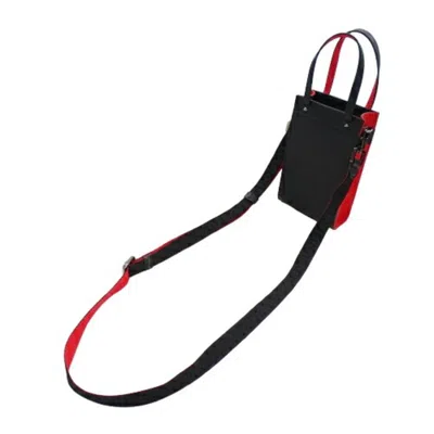 Pre-owned Christian Louboutin Black Red Color Leather Rubber Handbag Shoulder Bag () In Black, Red Color